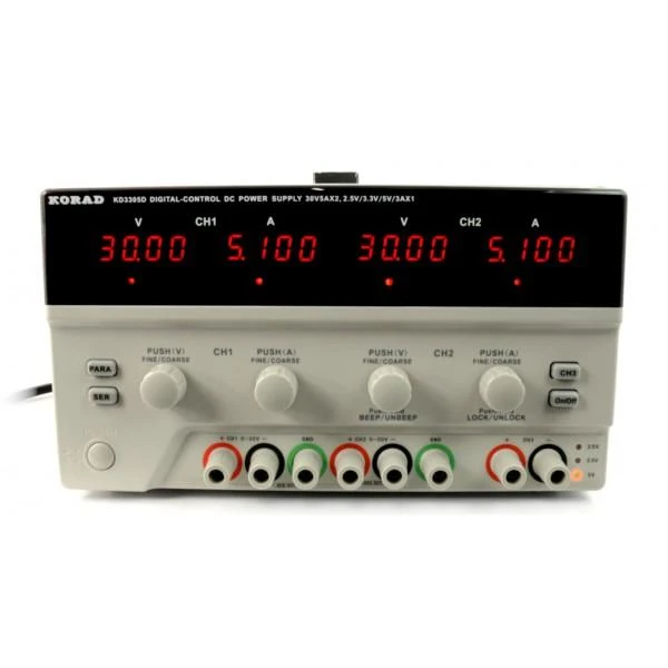 Korad KD3305D maitinimo šaltinio valdymo panelė