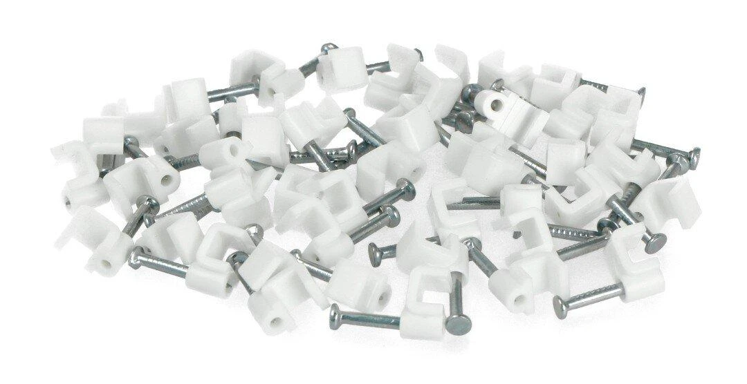 Blow Oem Laikiklių rinkinys plokštiems kabeliams 4 / 4mm - baltas - 100vnt