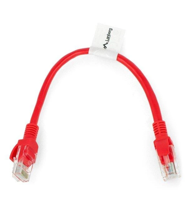LANBERG PCU5-10CC-0025-R Lanberg Patchcord RJ45 kat. 5e UTP 0,25m raudona