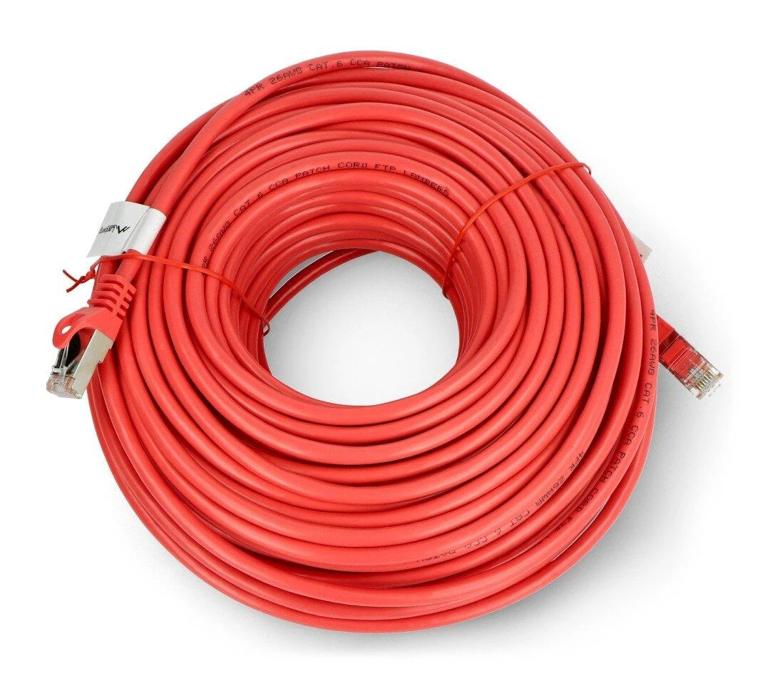 LANBERG patchcord cat.6 30m FTP raudona
