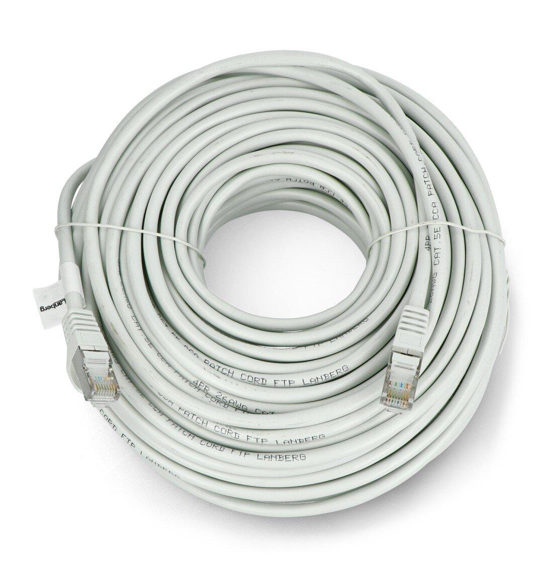 LANBERG patchcord kat.5e 30m FTP pilka