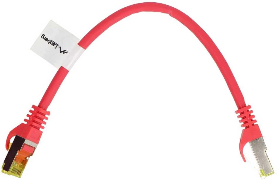 Lanberg Ethernet Patchcord S/FTP 6a 0.25 m tinklo kabelis - raudonas