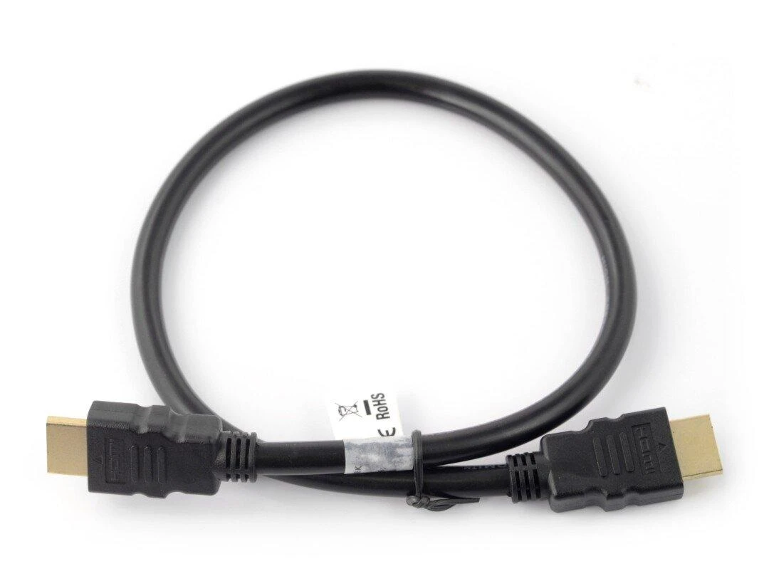 Juodas HDMI 0.5m laidas su RoHS žyme