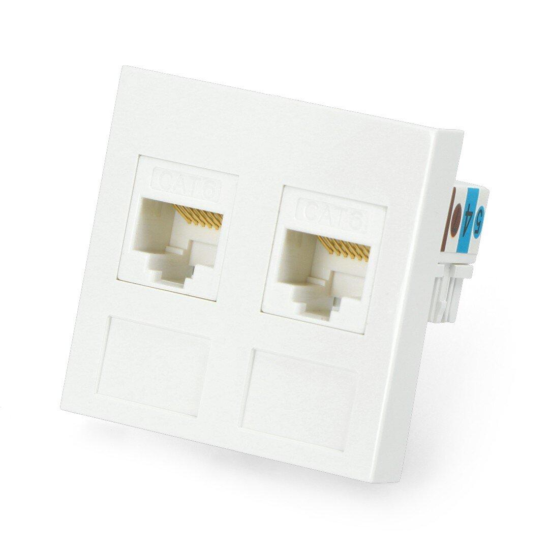 LANBERG 2xRJ45 45x45 lizdas + Keystone 2xcat. 6 UTP baltas