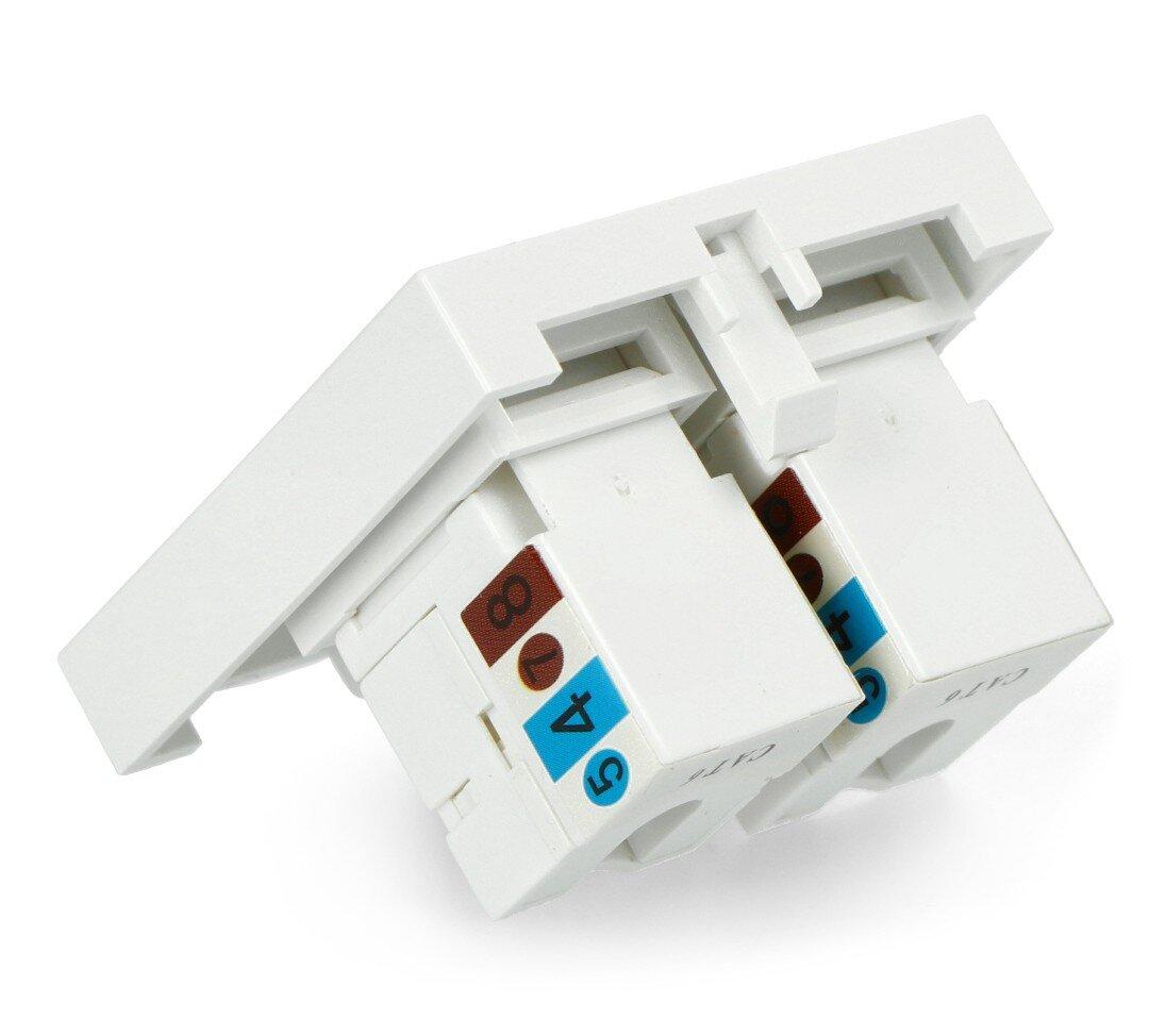 LANBERG 2xRJ45 45x45 lizdas + Keystone 2xcat. 6 UTP baltas