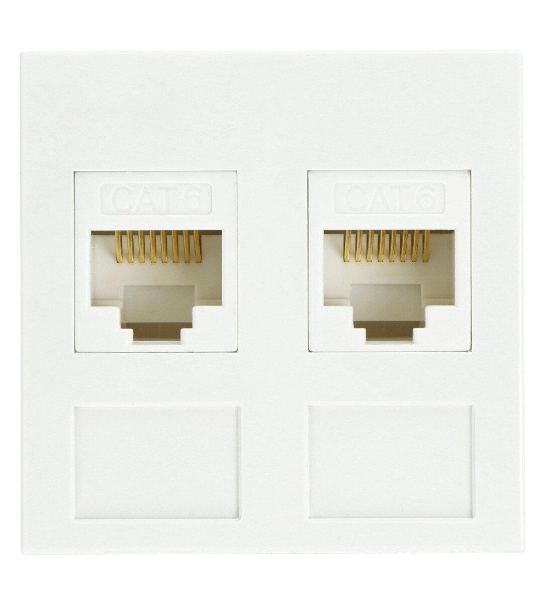 LANBERG 2xRJ45 45x45 lizdas + Keystone 2xcat. 6 UTP baltas