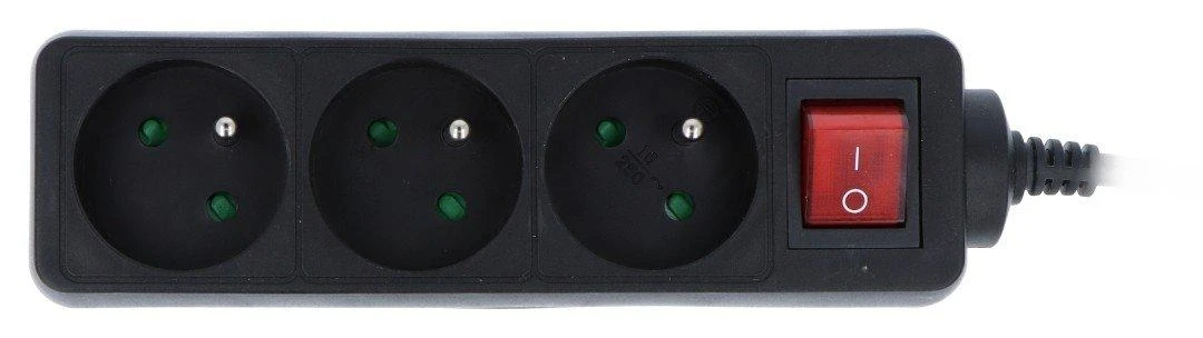 LANBERG PS1-03E-0300-BK 3M Juodas LANTERGE CURVE 3X 230V PL SU GRANDINĖS IŠJUNGIKLIU PILNAS VARINIS