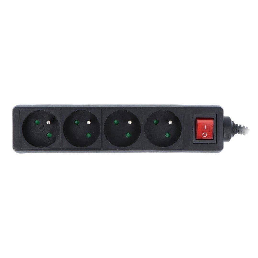 LANBERG PS1-04E-0150-BK 1.5M Juodas LANTERGE CURVE 4X 230V PL SU GRANDINĖS IŠJUNGIKLIU PILNAS VARINIS