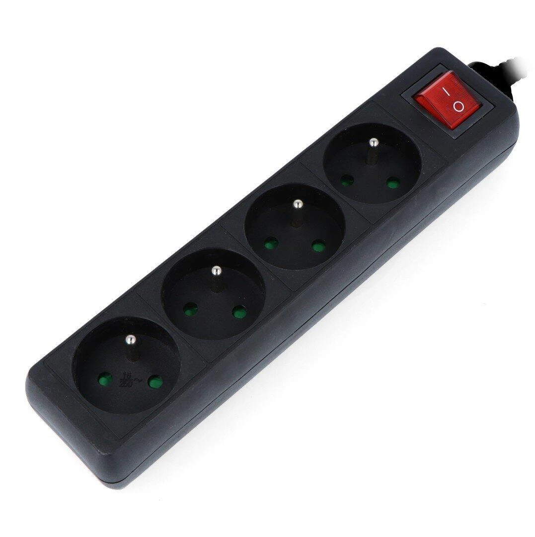 LANBERG PS1-04E-0150-BK 1.5M Juodas LANTERGE CURVE 4X 230V PL SU GRANDINĖS IŠJUNGIKLIU PILNAS VARINIS