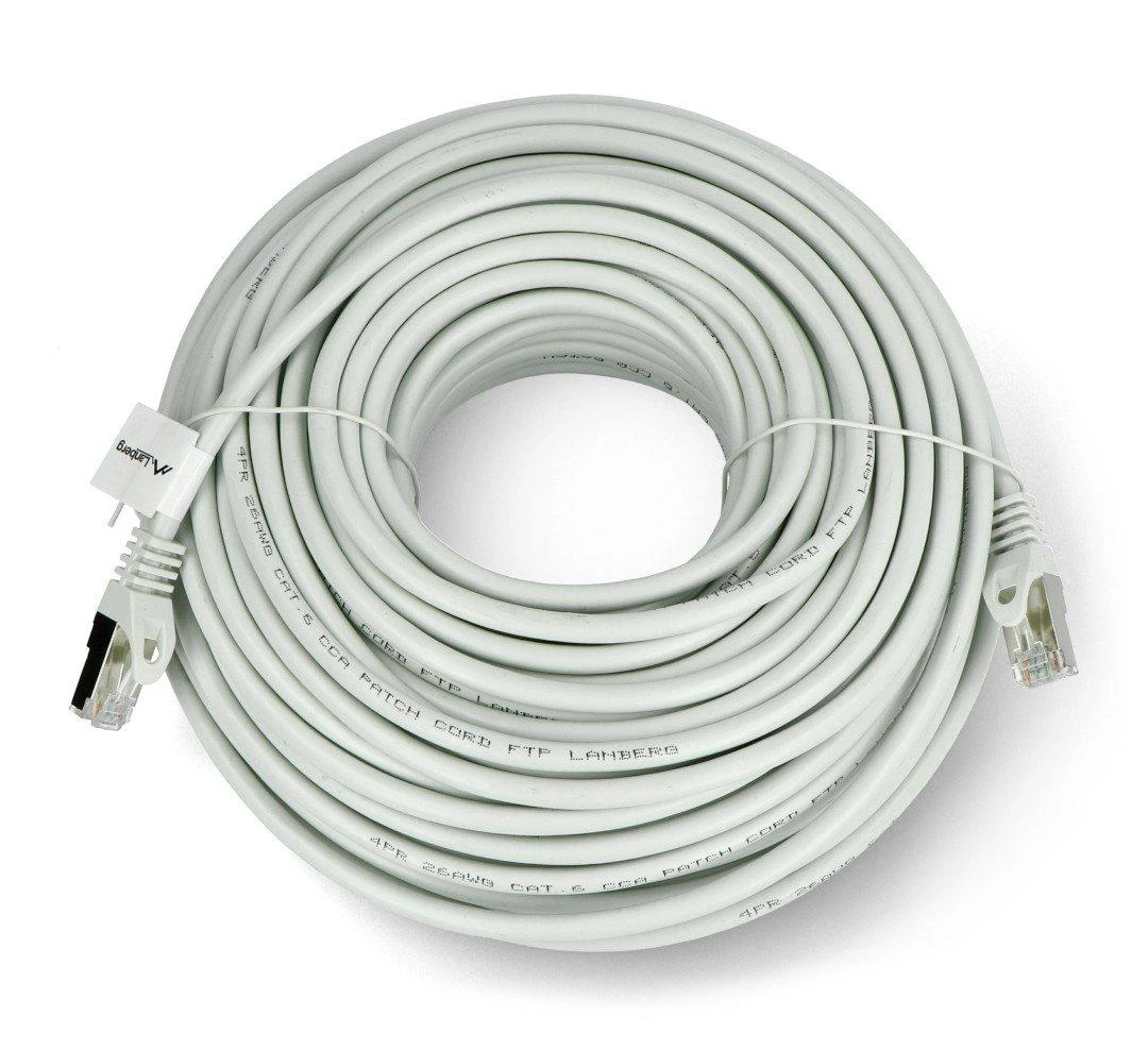 LANBERG patchcord kat.6 30m FTP pilkas