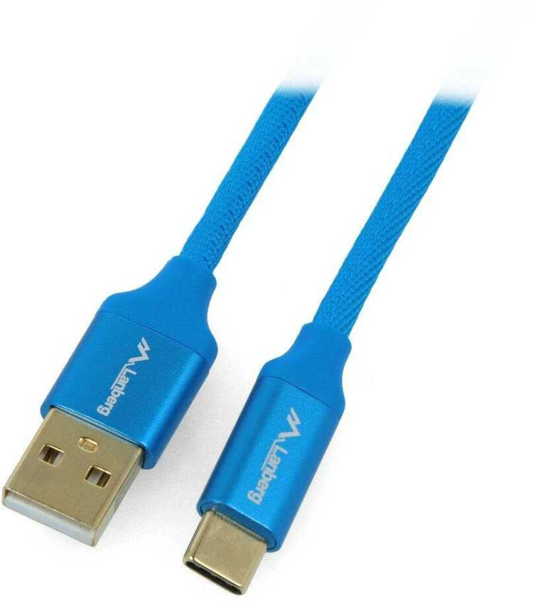 LANBERG CA-USBO-22CU-0010-BL laidas Premium Quck Charge 3.0 USB-C M A M 1m Mėlyna