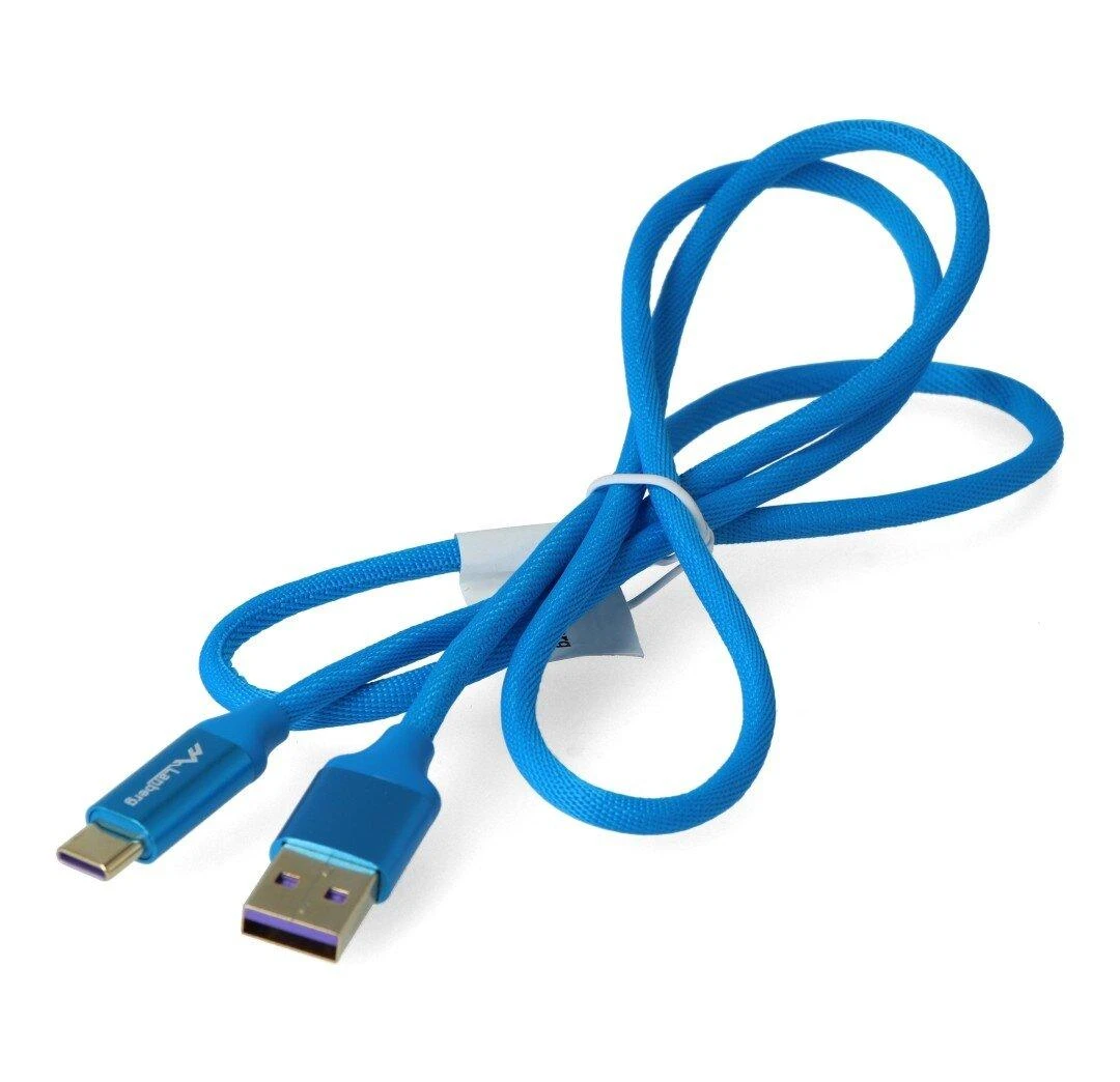 LANBERG CA-USBO-21CU-0010-BL Premium laidas USB-C M A M 2.0 1M Mėlyna Super Charge