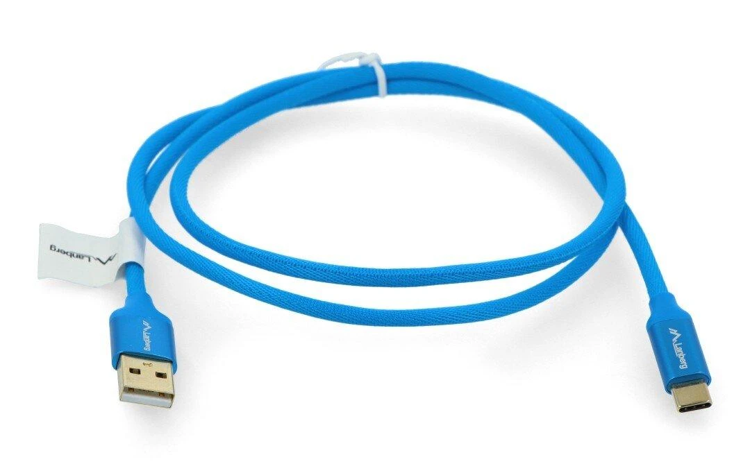 LANBERG CA-USBO-22CU-0010-BL laidas Premium Quck Charge 3.0 USB-C M A M 1m Mėlyna