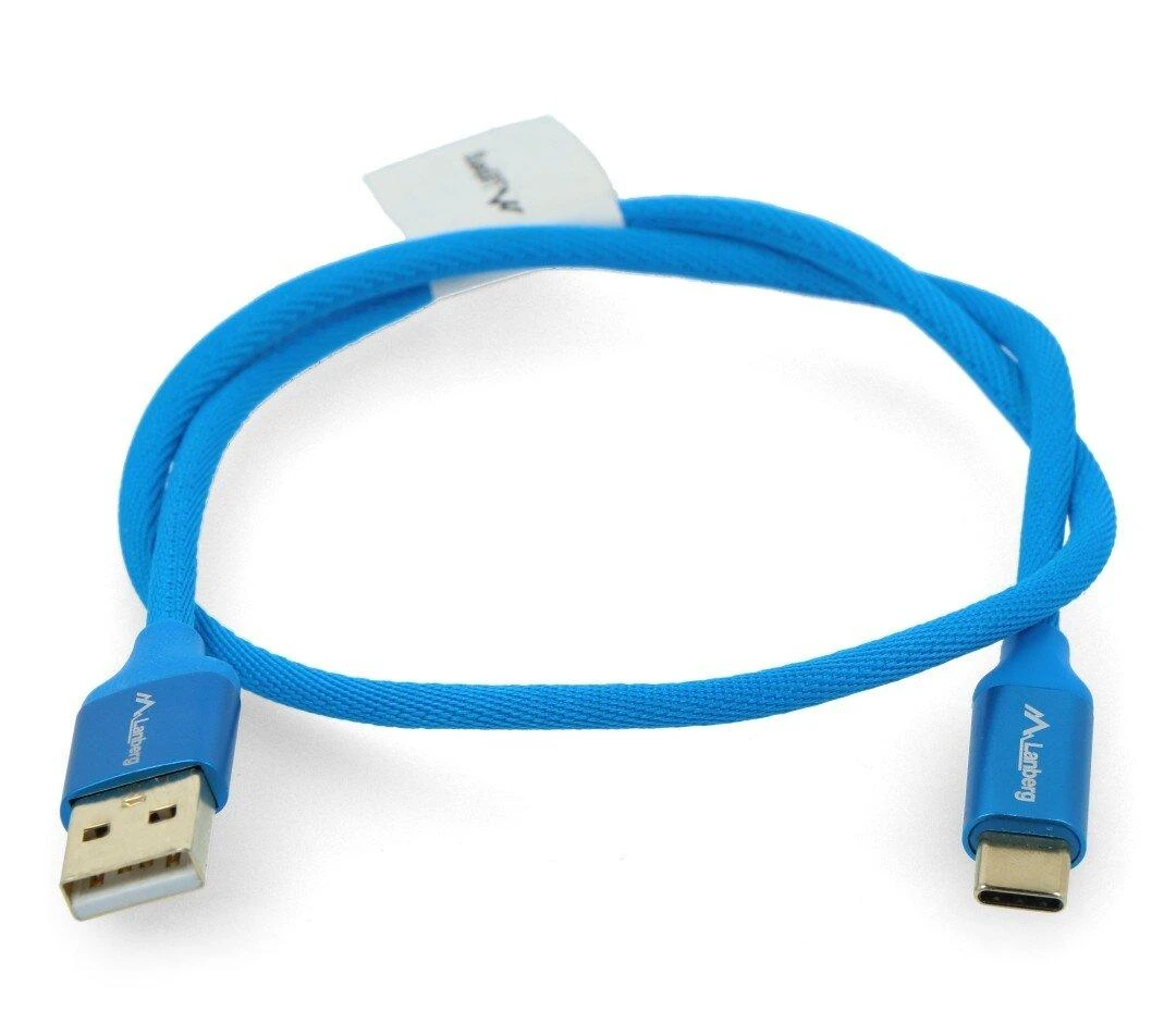 LANBERG CA-USBO-22CU-0005-BL laidas Premium Quck Charge 3.0 USB-C M A M 0,5m Mėlyna