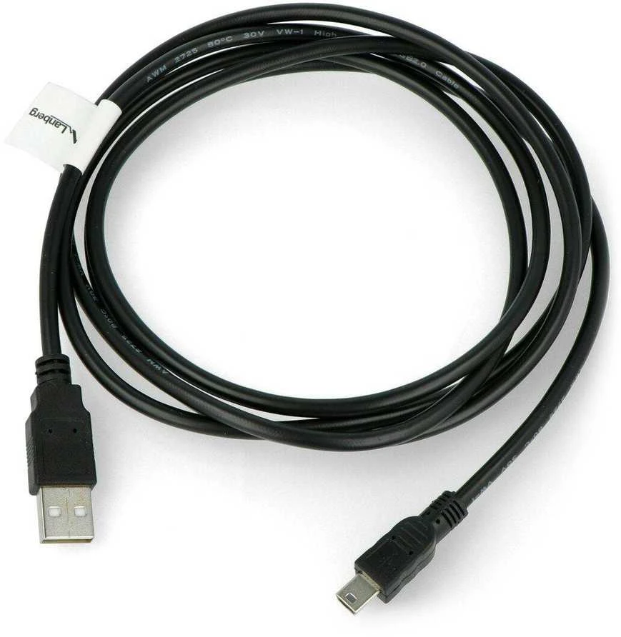 LANBERG CA-USBK-10CC-0018-BK cable USB 2.0 mini AM-BM5P 1.8m juodas