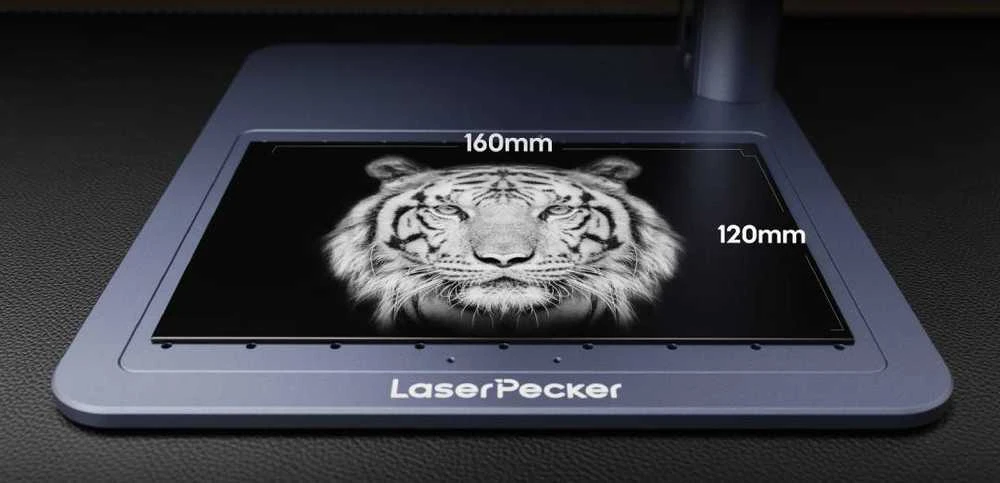 LaserPecker LP4 graviravimo zona su matmenimis