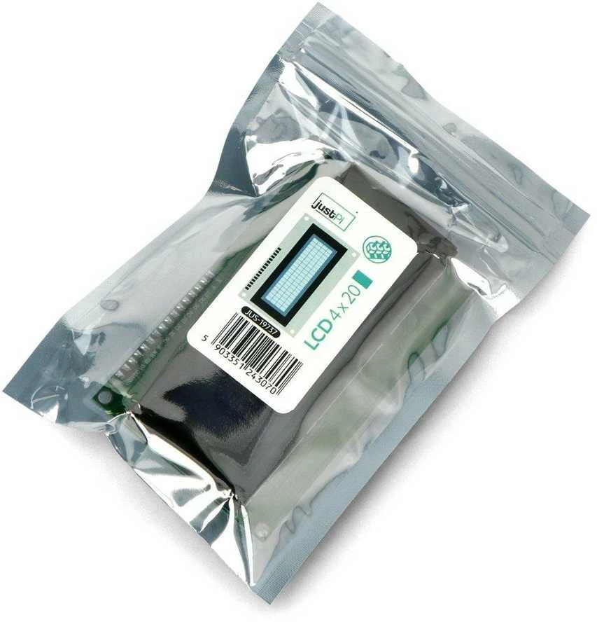 LCD 4x20 simbolių mėlynos spalvos su jungtimis - justPi