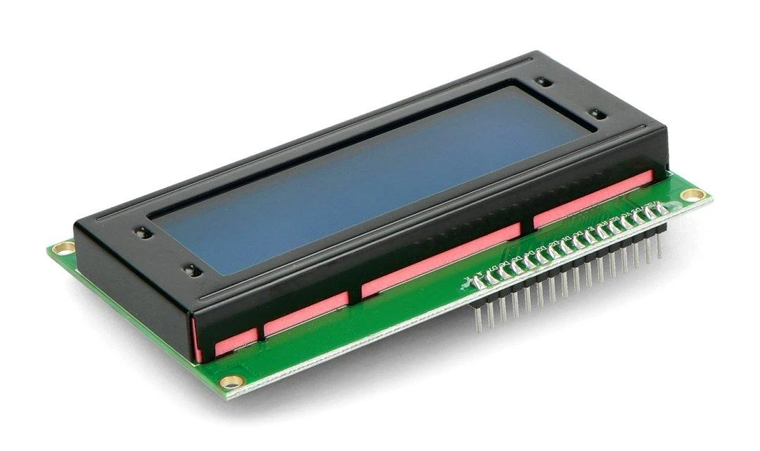 Mėlynas 4x20 LCD ekranas su įlituotais kaiščiais