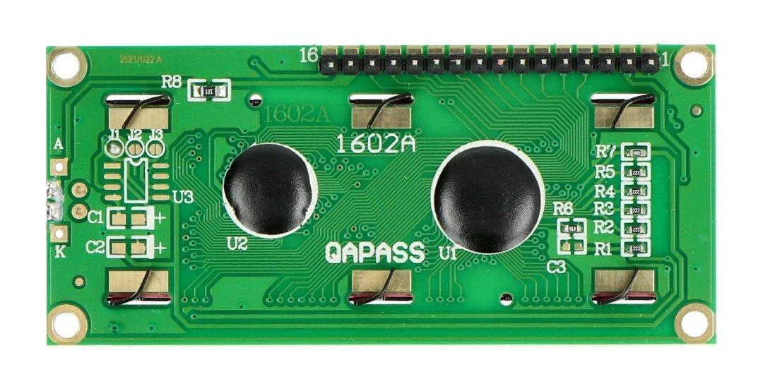 LCD 1602A ekrano galinė pusė