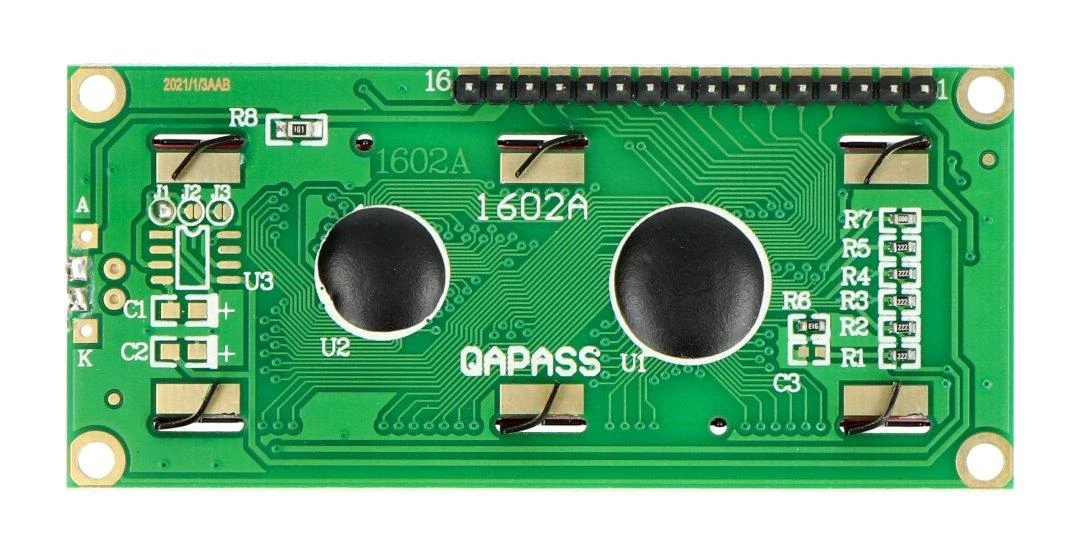LCD 1602A ekrano modulis, vaizdas iš nugaros pusės