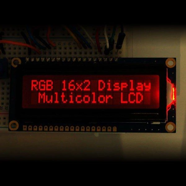 LCD ekranas 2x16 su baltais simboliais RGB + jungtys, Adafruit 399