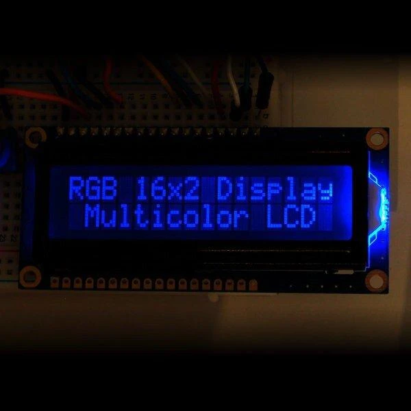 LCD ekranas 2x16 su baltais simboliais RGB + jungtys, Adafruit 399