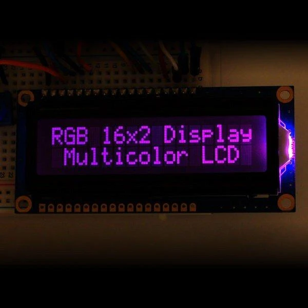 LCD ekranas 2x16 su baltais simboliais RGB + jungtys, Adafruit 399
