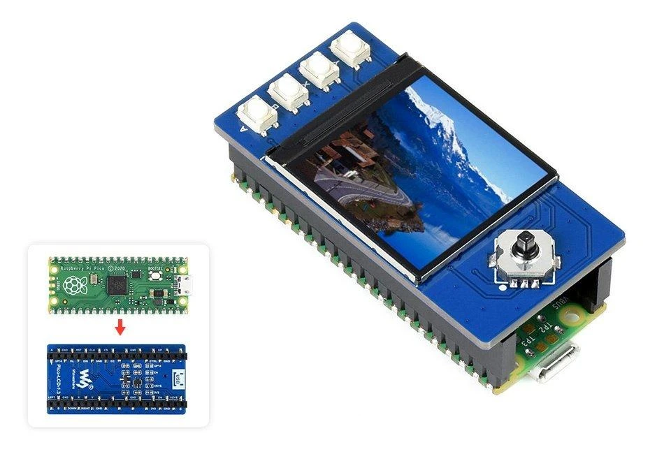 LCD IPS 1.3" 240x240px, SPI, 65K RGB, skirtas Raspberry Pi Pico, Waveshare 19650