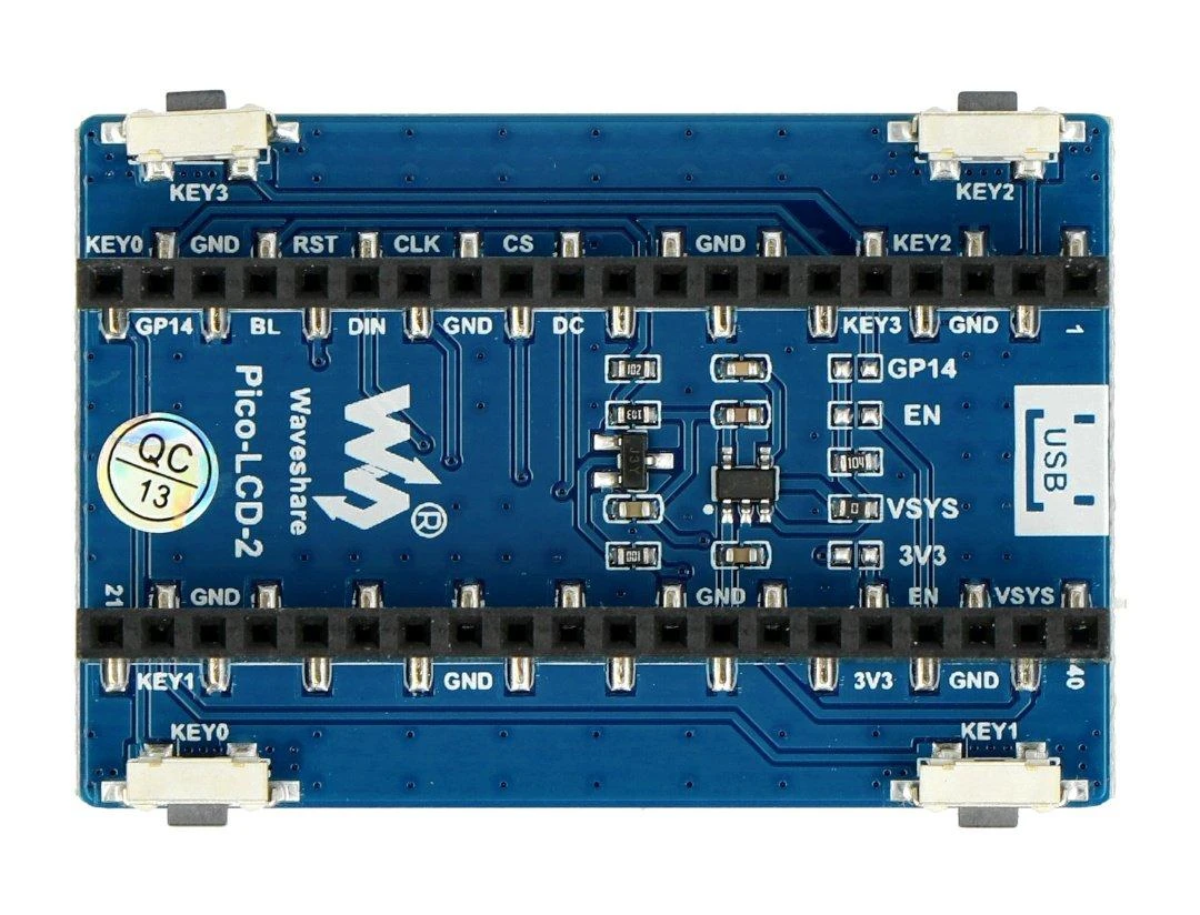 LCD IPS ekranas 2" 320x240px, SPI, 65K RGB, skirtas Raspberry Pi Pico, Waveshare 19888