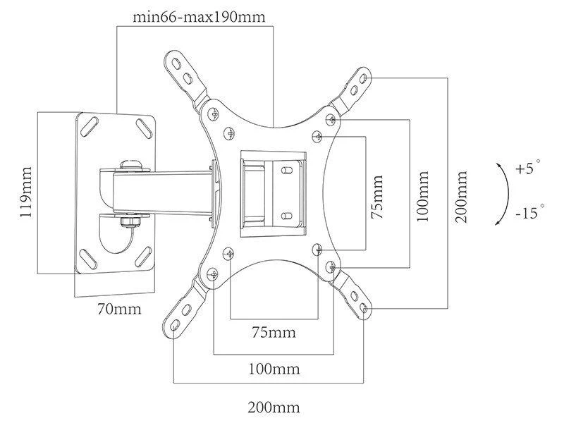 Blow LCD televizoriaus laikiklis WS102 10 "- 37" VESA 25kg - su jungtimi