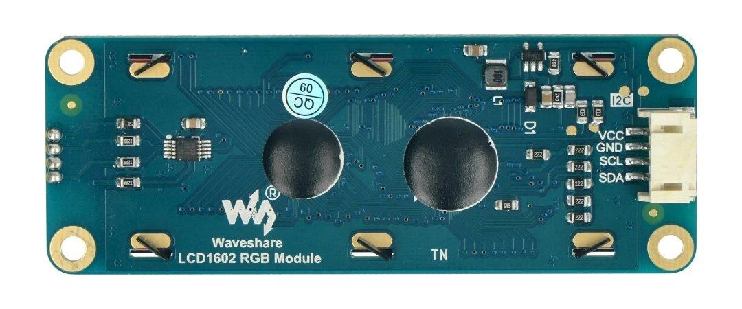 Waveshare LCD1602 modulis, galinė montavimo pusė