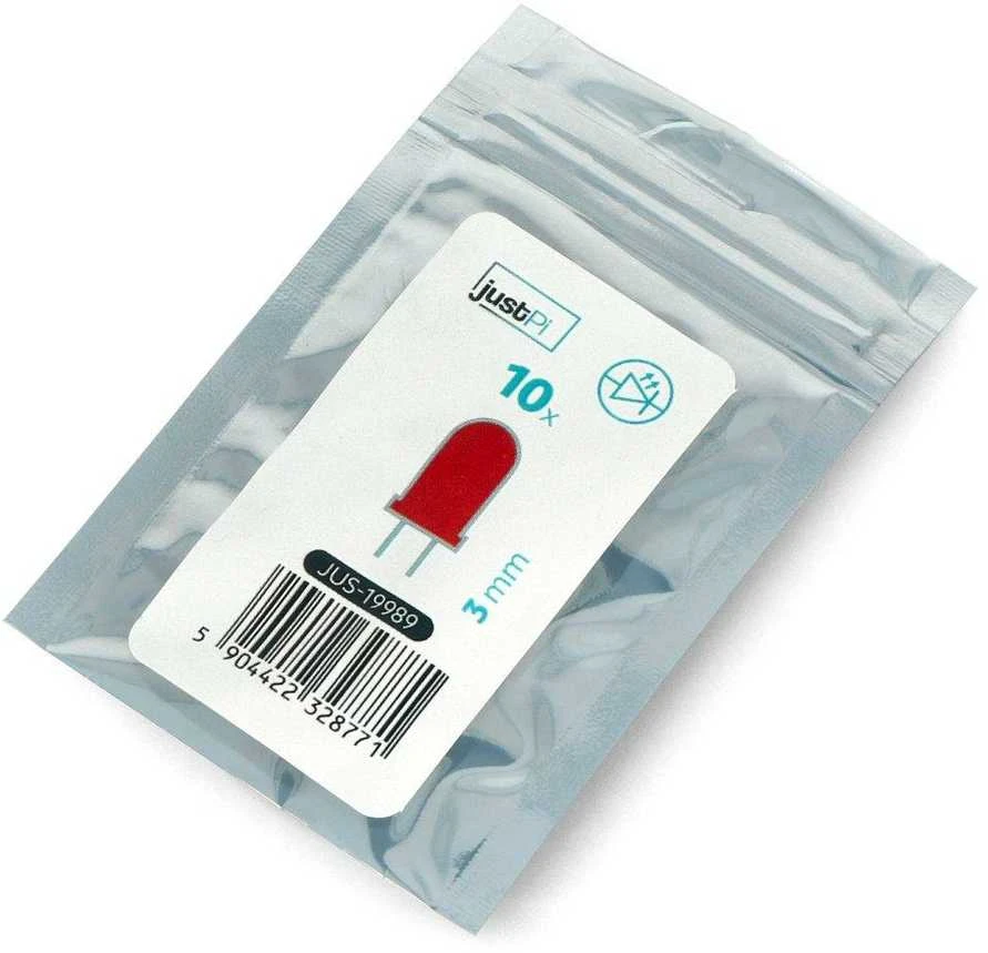 LED 3mm raudonas - 10 vnt - JustPi