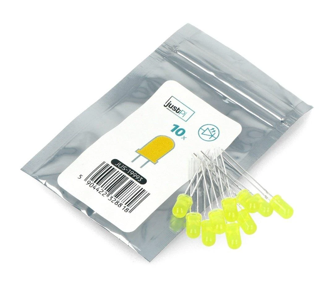 LED 5mm geltonas - 10 vnt - justPi