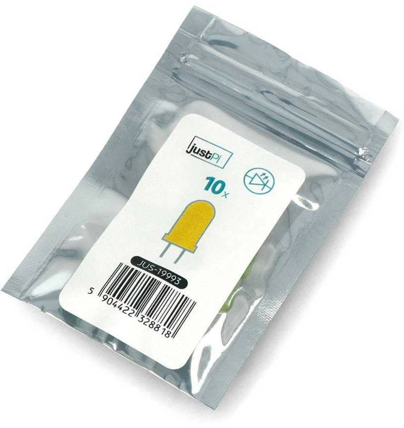 LED 5mm geltonas - 10 vnt - justPi
