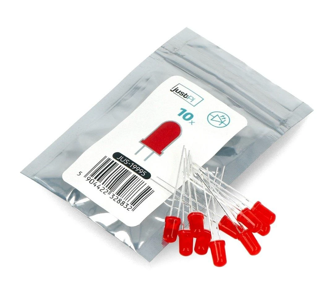 LED 5mm raudonas - 10 vnt - justPi