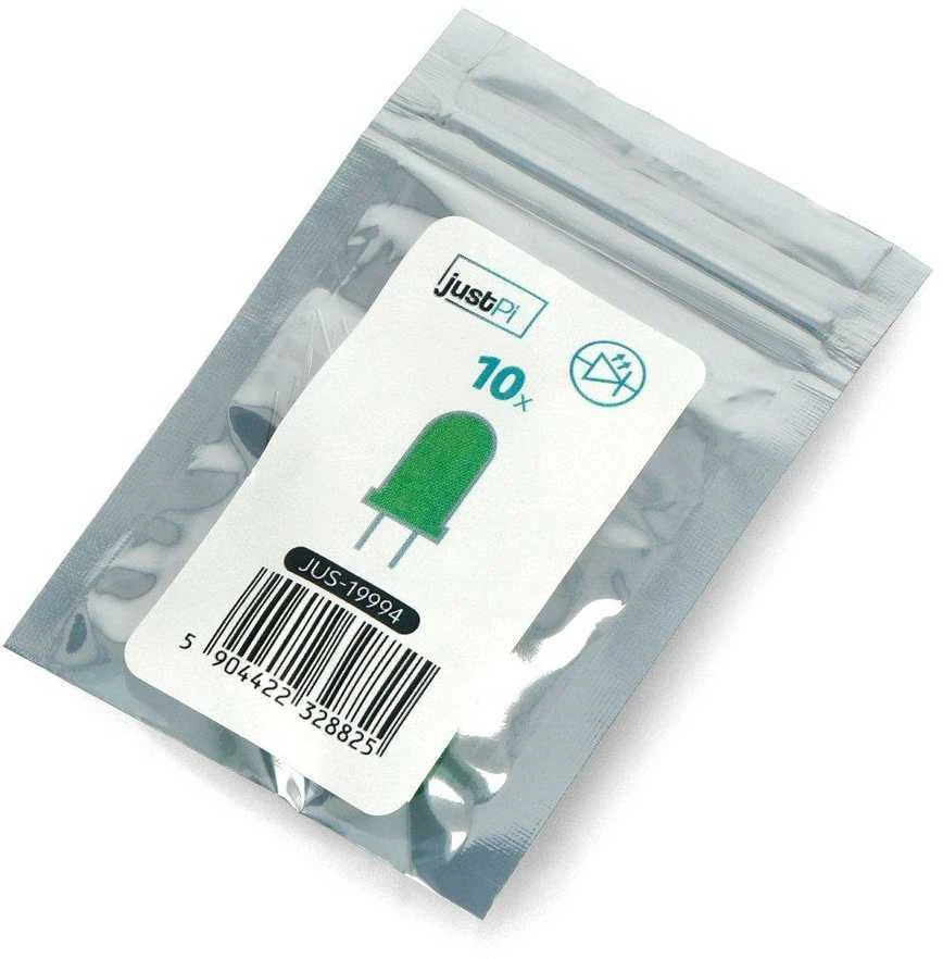 LED 5mm žalias - 10 vnt - justPi