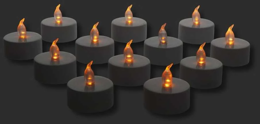 LED arbatinių žvakelių rinkinys, 12 vienetų šiltos šviesos