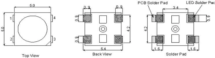 Oem LED diodu valdomas WS2812B 4pin - SMD 5050 - 10vnt - Skaitmeninis LED