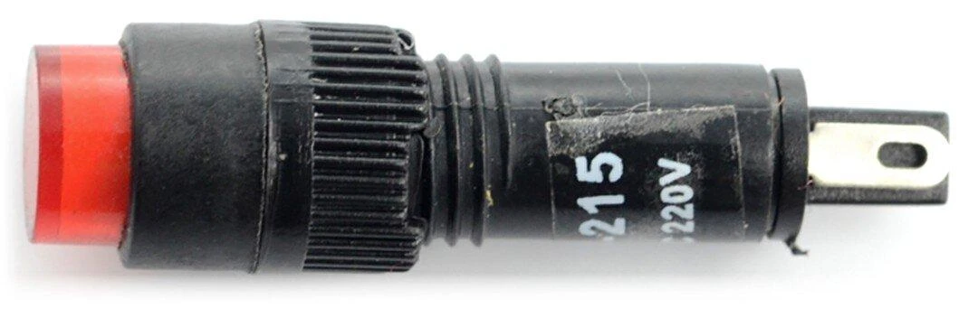 Raudonas 8mm LED indikatorius su metaline jungtimi