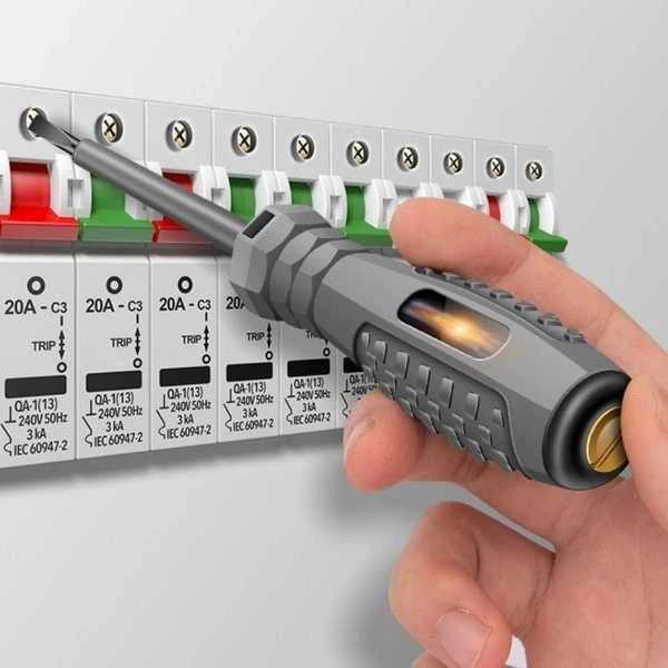 LED įtampos testeris plokščias atsuktuvas - 12-240V - Srovės testeris - Mėgintuvas