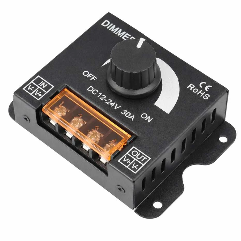 LED juostų šviesos reguliatorius - DIMMER - 12-24V DC 30A - rankinis valdiklis