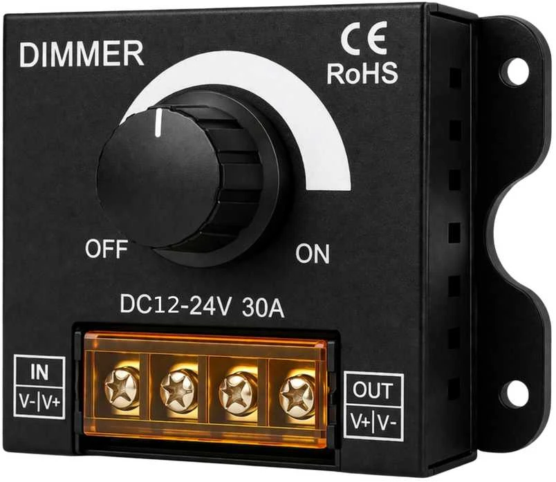 LED juostų šviesos reguliatorius - DIMMER - 12-24V DC 30A - rankinis valdiklis