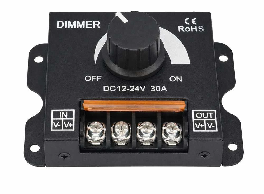 LED juostų šviesos reguliatorius - DIMMER - 12-24V DC 30A - rankinis valdiklis