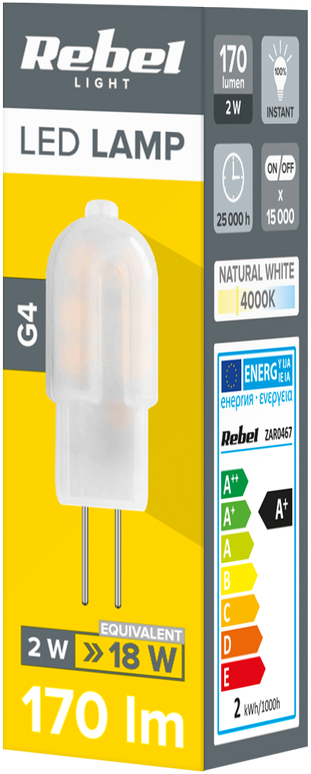 LED lempa Rebel 2W, G4, 4000K, 12V