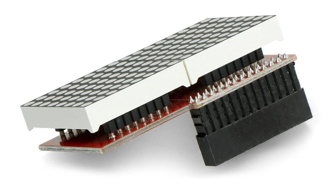 LED matrica 16x8 su MAX7219 valdikliu ir jungtimis