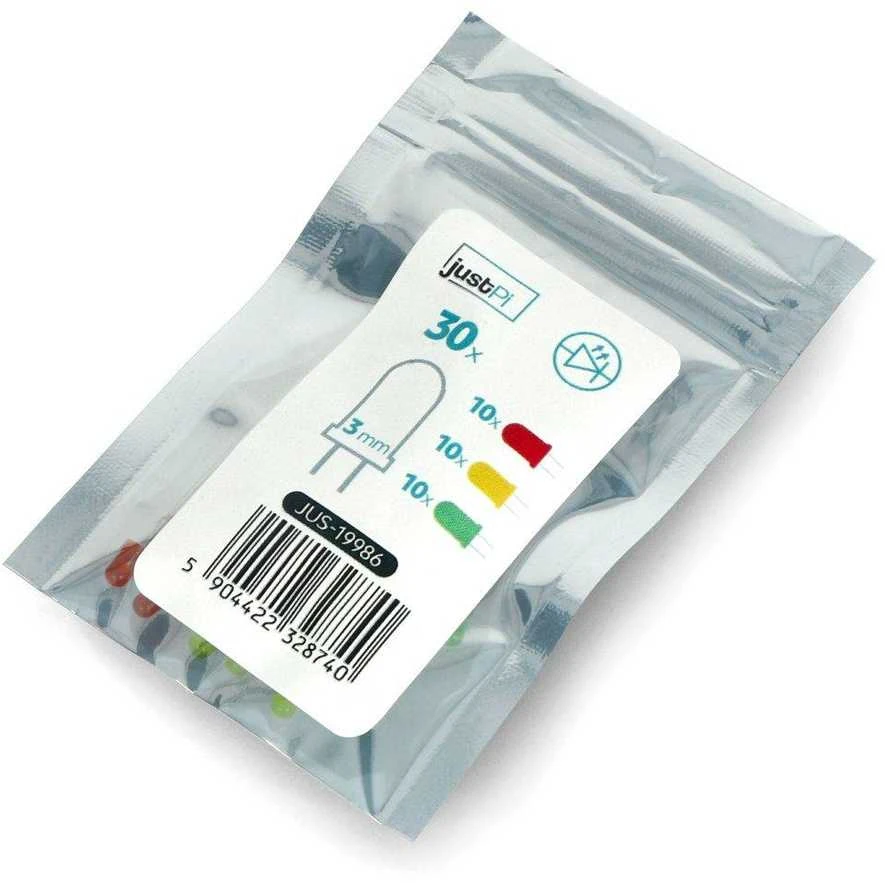 3mm LED diodų rinkinys sandariame maišelyje