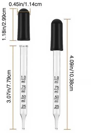 Oem Lenktas stiklinis lašintuvas - 1 ml - stiklinė pipetė - lašintuvas
