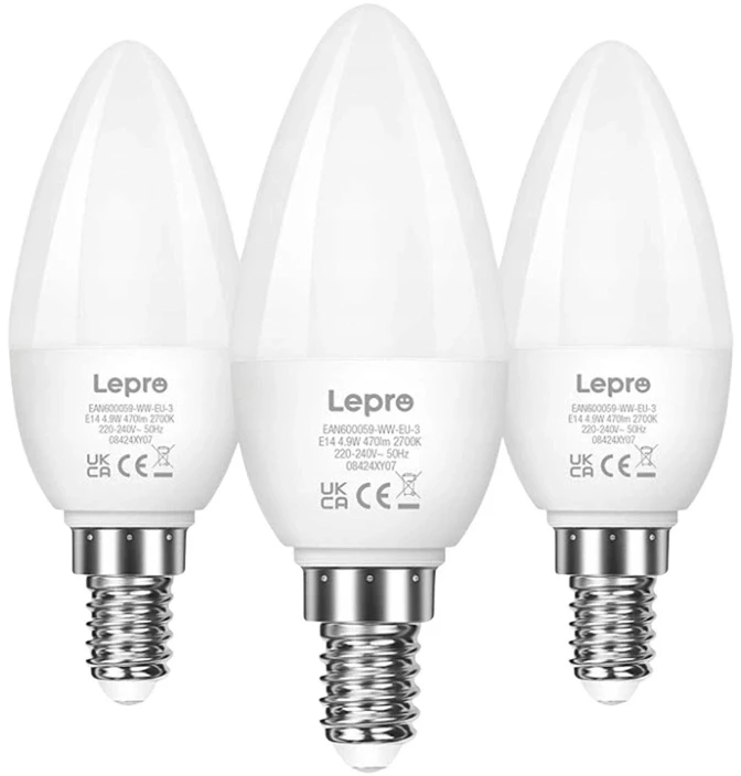 LEPRO 600059-WW-EU-3 LED Bulb, E14, C37, 4.2W (40W), 470 lm, 2700K (warm baltas), 250°, 3-pack