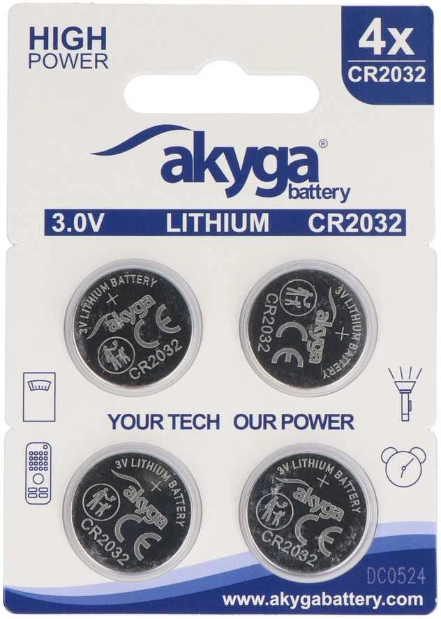 Akyga CR2032 3V baterijų pakuotė