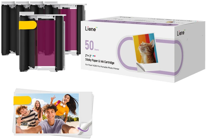 Spausdintuvas Liene 2x3" Photo Paper, 50 sheets + 5 ink cartridges